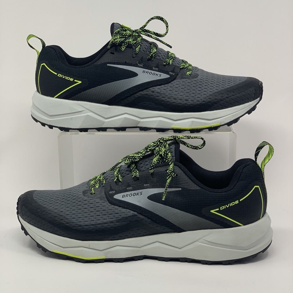 Brooks Divide 2 Mens Trail Running Shoes Size 11 Black Grey Neon 1103551D029 EUC